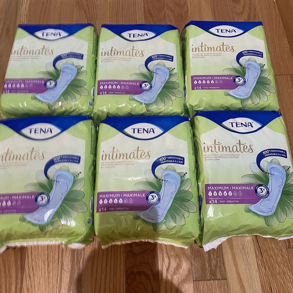 (4) TENA Intimates Pads Maximum #5  14 each Odor Control  56ct Total Breathable
